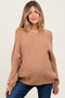 Light Taupe Balloon Sleeve Boat Neck Knit Maternity Sweater