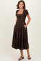 Brown Plaid Button Down Midi Dress