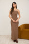 Brown Plaid Sleeveless Maxi Dress