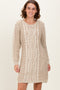 Beige Two Tone Cable Knit Mini Sweater Dress