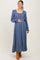 Blue Lace Detail Button Down Maternity Maxi Dress