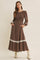 Brown Floral Smocked Crochet Lace Accent Maxi Dress