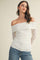 White Lace Off Shoulder Long Sleeve Top