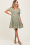 Light Olive Floral Tiered V-Neck Maternity Mini Dress