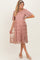 Light Pink Floral Embroidered Mesh Maternity Midi Dress
