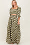 Olive Printed Smocked Crop Top Maxi Skirt Set