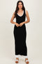 Black Knit V-Neck Contrast Ruffle Hem Maxi Dress