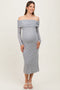 Heather Grey Off Shoulder Long Sleeve Maternity Maxi Dress