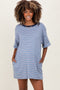Blue Stripe Knit Short Sleeve Maternity T-Shirt Dress