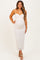 Cream Mesh Ruched Sleeveless Maternity Midi Dress