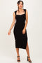 Black Cutout Fitted Midi Dress