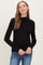 Black Lettuce Edge Mock Neck Long Sleeve Rib Maternity Top