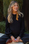 Black Ribbed Bubble Sleeve Maternity Knit Top