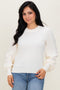 Ivory Ribbed Bubble Sleeve Knit Top