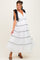 White Shoulder Bow Tie Lace Detail Tulle Maternity Midi Dress