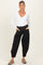Black Brushed Knit Barrel Leg Maternity Joggers