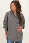 Ivory Plaid Linen Blend Maternity Button Down Shirt