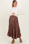 Brown Floral Tiered Maternity Maxi Skirt