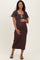 Brown Ribbed Knit Stitch Detail Maternity Midi Dress