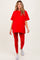 Red Oversized Crewneck Short Sleeve and Legging Maternity Set