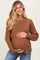Camel Waffle Knit Rounded Hem Maternity Sweater