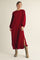 Burgundy Side Slit Detail Solid Midi Dress