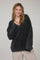Black Vintage Wash Oversized V-Neck Sweater