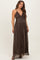 Brown Shimmer Open Tie Back Maternity Maxi Dress
