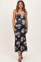 Black Lace Up Back Maternity Midi Dress