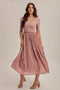 Mauve Scoop Neck Pleated Skirt Ballet Dress