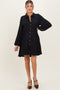Black Tiered Back Detail Button Down Maternity Dress