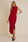 Red Glitter Ruched Side Slit Midi Dress