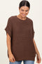 Brown Short Sleeve Round Neck Sweater