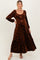 Brown Velvet Jacquard Floral Maternity Maxi Dress