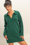 Forest Green Long Sleeve Polo Sweater Dress