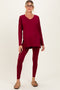 Burgundy Brushed Knit Maternity Oversized Top and Legging Set