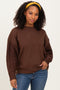 Brown Cable Knit Sleeve Round Neck Maternity Sweater