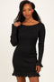 Black Shimmer Lettuce Edge Knit Dress