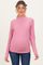 Mauve Thumbhole Sleeves Mock Neck Lace Maternity Top