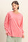 Pink Oversized Washed Long Sleeve Pocket Top