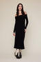 Black Ribbed Knit Off Shoulder Midi Dress