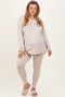 Cream Brushed Knit Oversized Top and Legging Maternity Plus Set