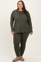 Olive Brushed Knit Oversized Top and Legging Plus Set