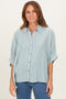 Forest Green Striped Button Up Dolman Top