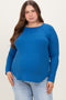 Blue Baby Waffle Knit Long Sleeve Maternity Plus Top