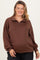 Brown Half Zip Maternity Plus Pullover