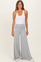 Heather Grey Fold Over Waist Wide Leg Lounge Pants
