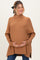 Camel Mock Neck Oversized Sir Slit Maternity Sweater Top