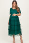 Emerald Green Ruffled Mesh Maternity Maxi Dress