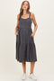 Charcoal Sleeveless Button Down Tiered Maternity Midi Dress